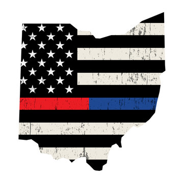 State of Ohio Police and Firefighter Support Flag Illustration