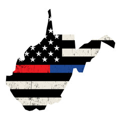 State of West Virginia Police and Firefighter Support Flag Illustration