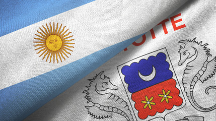 Argentina and Mayotte two flags textile cloth, fabric texture
