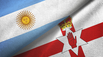 Argentina and Northern Ireland two flags textile cloth, fabric texture