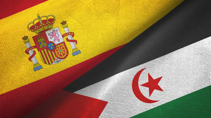 Spain and Western Sahara two flags textile cloth, fabric texture