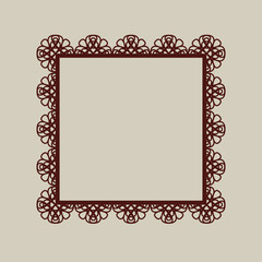 Abstract geometric pattern of carved square frame for laser cutting