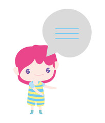 cute little boy cartoon speech bubble
