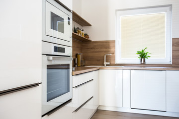 Fototapeta premium Modern kitchen white colour and wood