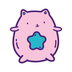 cute pink cat cartoon with star decoration