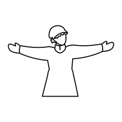 man with winter clothes on white background