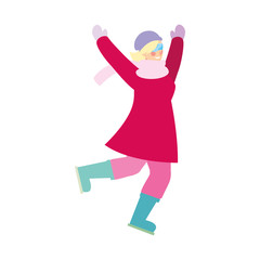 woman standing with winter clothes on white background