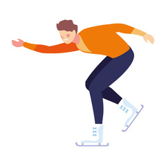 man practicing figure skating on white background