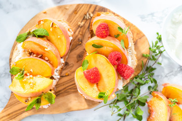 Peach ricotta toast