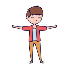 happy young man open arms cartoon