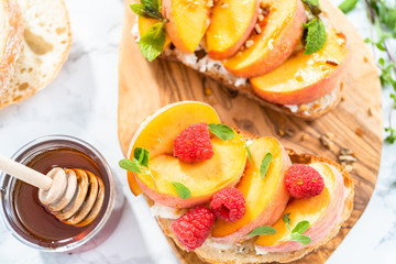 Peach ricotta toast