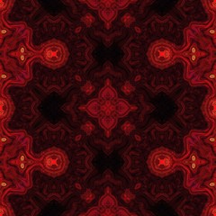 Fototapeta na wymiar Red decorative symmetry seamless pattern design