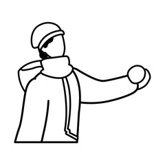 man with winter clothes on white background