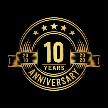 10 years anniversary celebration gold logo Vector Image