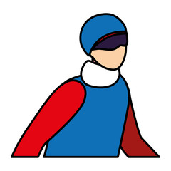 man with winter clothes on white background