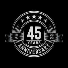 45 years anniversary celebration logotype. Vector and illustration.