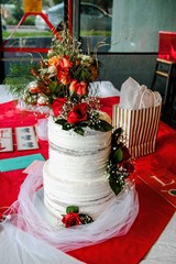 wedding cake decorated with flowers