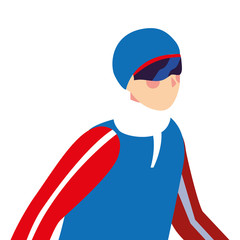 man with winter clothes on white background