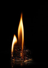 Burning matches on a black background