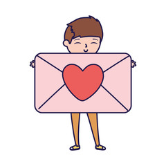 happy valentines day young man with envelope message love card