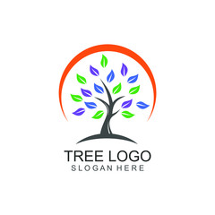 Tree With  Leaves Logo Design