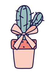 happy valentines day potted cactus bow love hearts