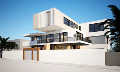 3d render luxury villa house - obrazy, fototapety, plakaty