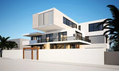 Deurstickers 3d render luxury villa house © murattellioglu