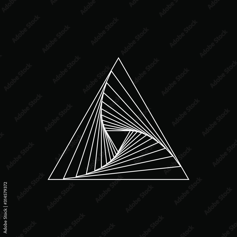 Wall mural White vector shape in triangle form. Geometric art. Design element for logo, tattoo, sign, symbol, template, web pages, posters, monochrome pattern and abstract background