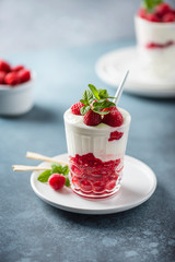 yogurt with raspberry and mint