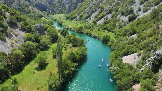 Aerial view of whitewater kayaking on the Zrmanja RIver, Croatia