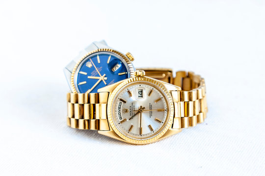 Rolex Oyster Perpetual Day- Date and Oyster Blue  watch on white background