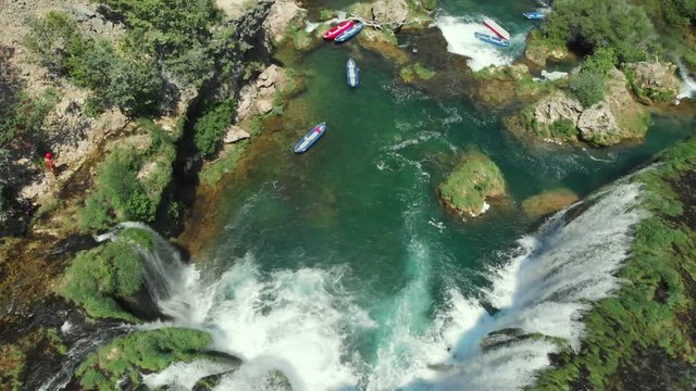 Aerial view of whitewater kayaking on the Zrmanja RIver, Croatia