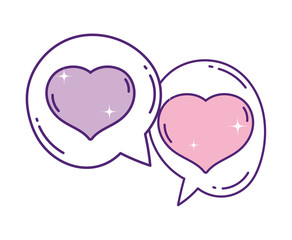 hearts love romantic speech bubbles design