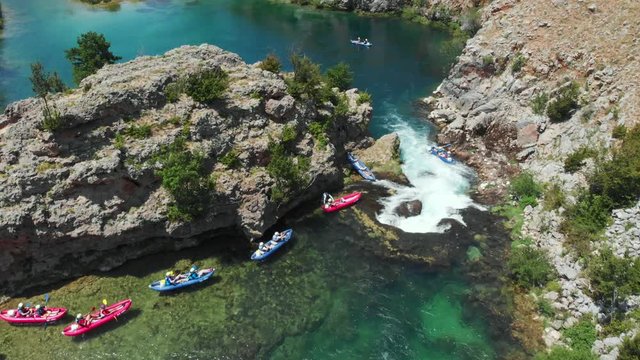 Aerial view of whitewater kayaking on the Zrmanja RIver, Croatia