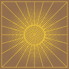 Art Deco Sunburst Geometric Pattern with Striped Elements