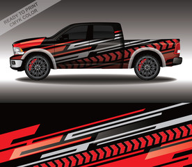 Obraz premium Car wrap decal design vector, custom livery race rally car vehicle sticker and tinting.