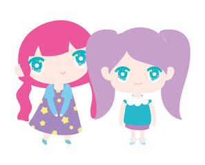 kids, cute little girls anime cartoon characters