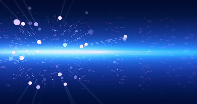 Abstract Background Animation With Flying Shapes And Numbers. Copy Space - Technology Related Abstract 4K Concept