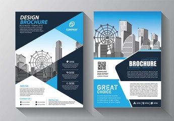 Brochure design, cover modern layout, annual report, poster, flyer in A4 with colorful triangles, geometric shapes for tech, science, market with light background