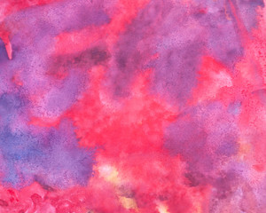Obraz na płótnie Canvas Abstract magenta watercolor background. Drawing spots of paint on paper.