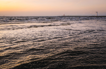 Fototapeta premium Evening view of Baltic Sea in Swinoujscie coastal city in West Pomeranian Poland