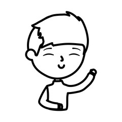 happy young man waving hand cartoon linear