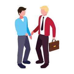 businessmen standing with various views, poses and gestures