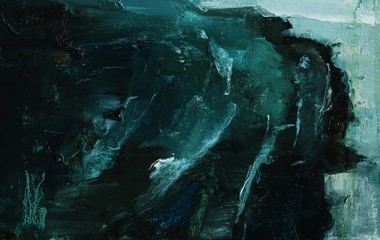 Abstract oil painting. Abyss, ocean waves, seascape hand drawn oil illustration