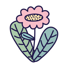 decorative pink flower leaves decoration icon