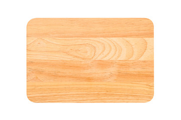 Wooden chopping board isolated on white background , top view
