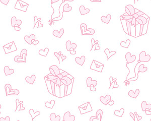 Fototapeta premium Gifts and hearts seamless pattern.
