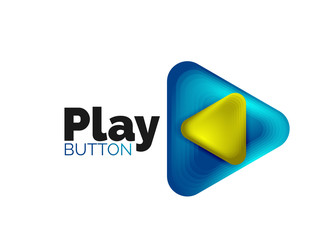 Play, arrow or download button icon, minimal design business logo template. 3d geometric bold in relief style with color blend steps effect. Vector Illustration For Wallpaper, Banner, Background, Card