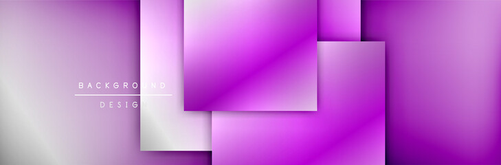 Fototapeta premium Square shapes composition geometric abstract background. 3D shadow effects and fluid gradients. Modern overlapping forms